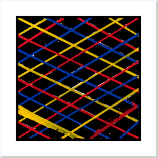 Mondrian Inspired Linework Geometric Abstract Acrylic Painting III Posters and Art